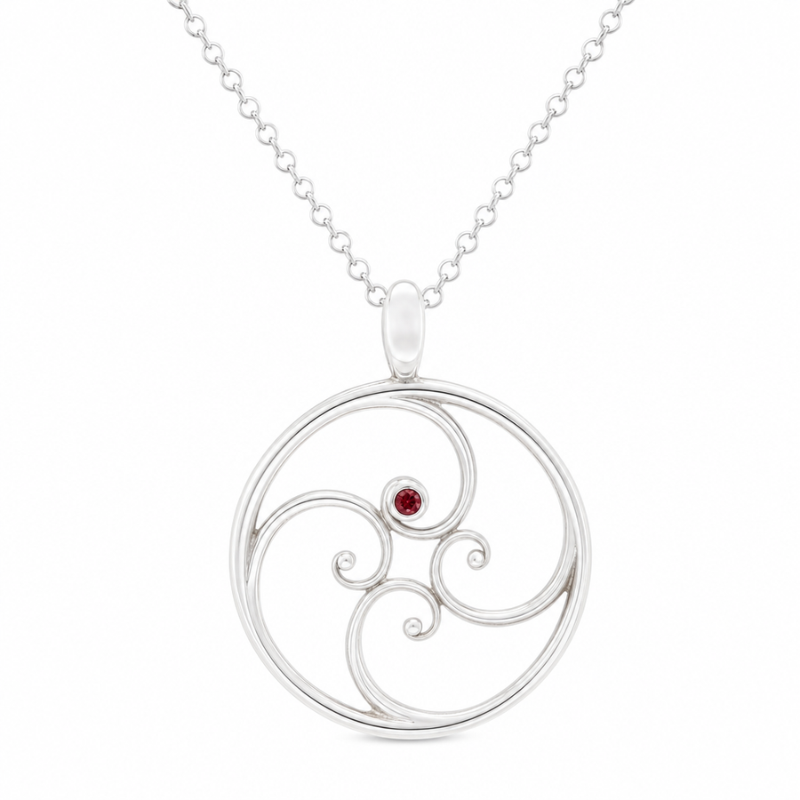 Aquamarine Spiral Necklace (28mm)