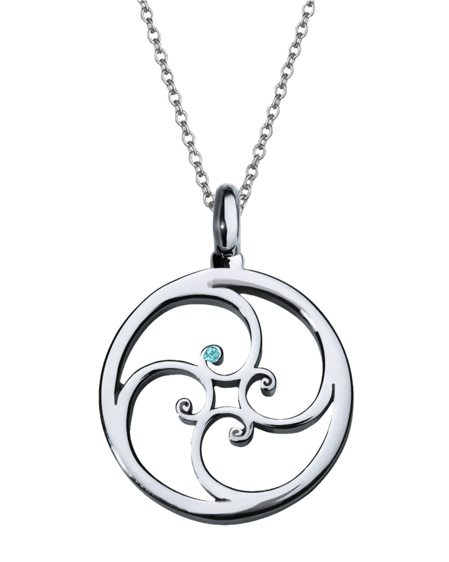 Aquamarine Spiral Necklace (28mm)