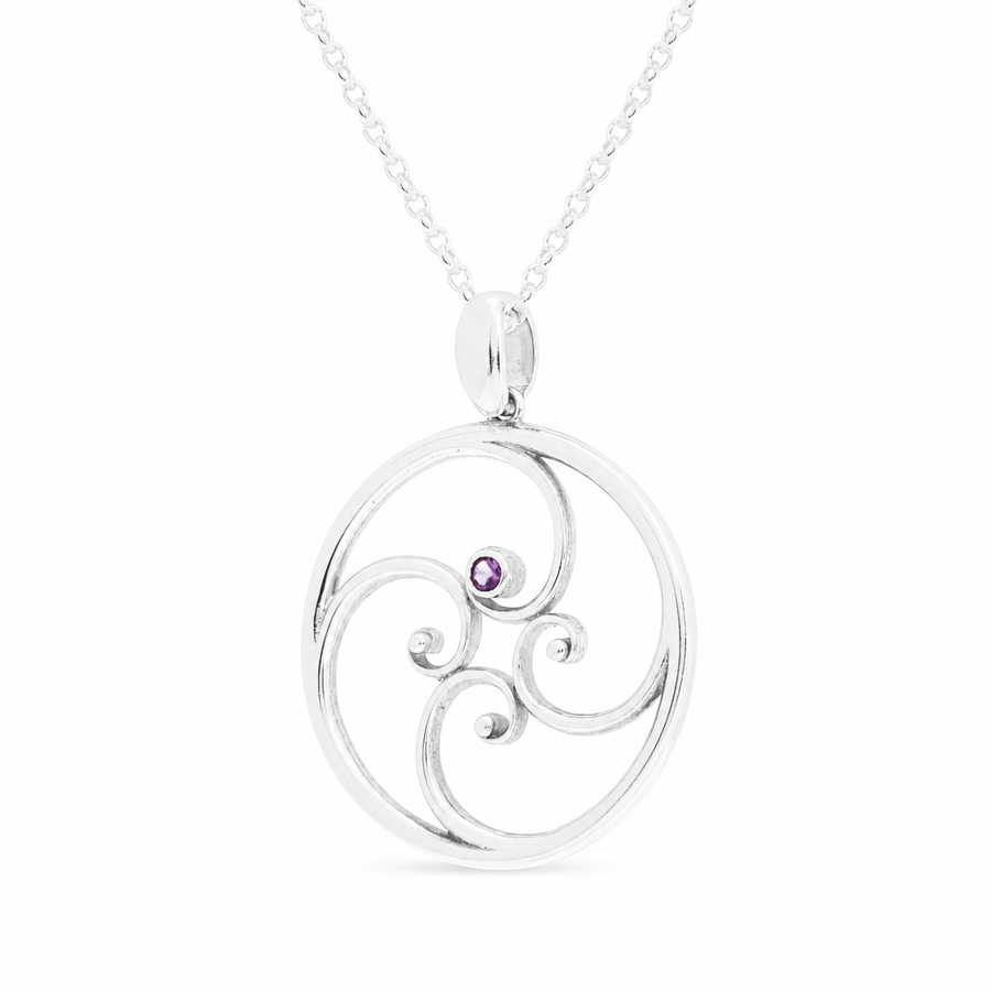 Aquamarine Spiral Necklace (28mm)