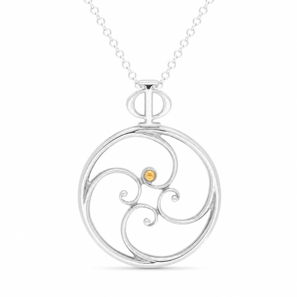 Aquamarine Spiral Necklace (28mm)