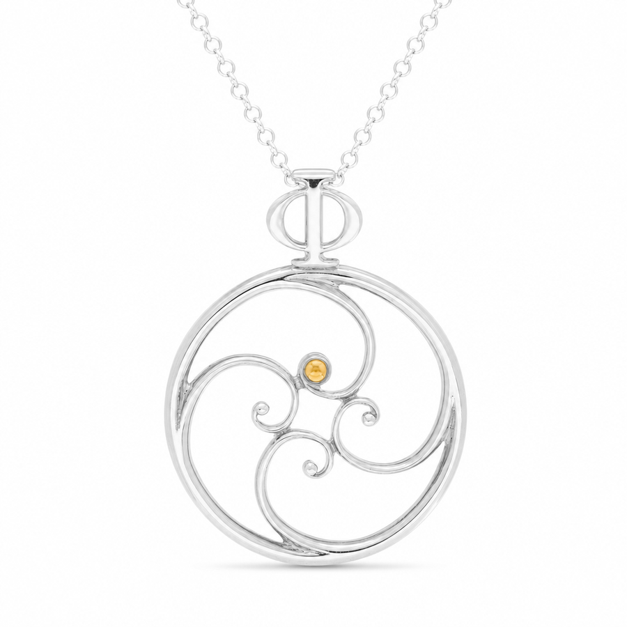 Aquamarine Spiral Necklace (28mm)