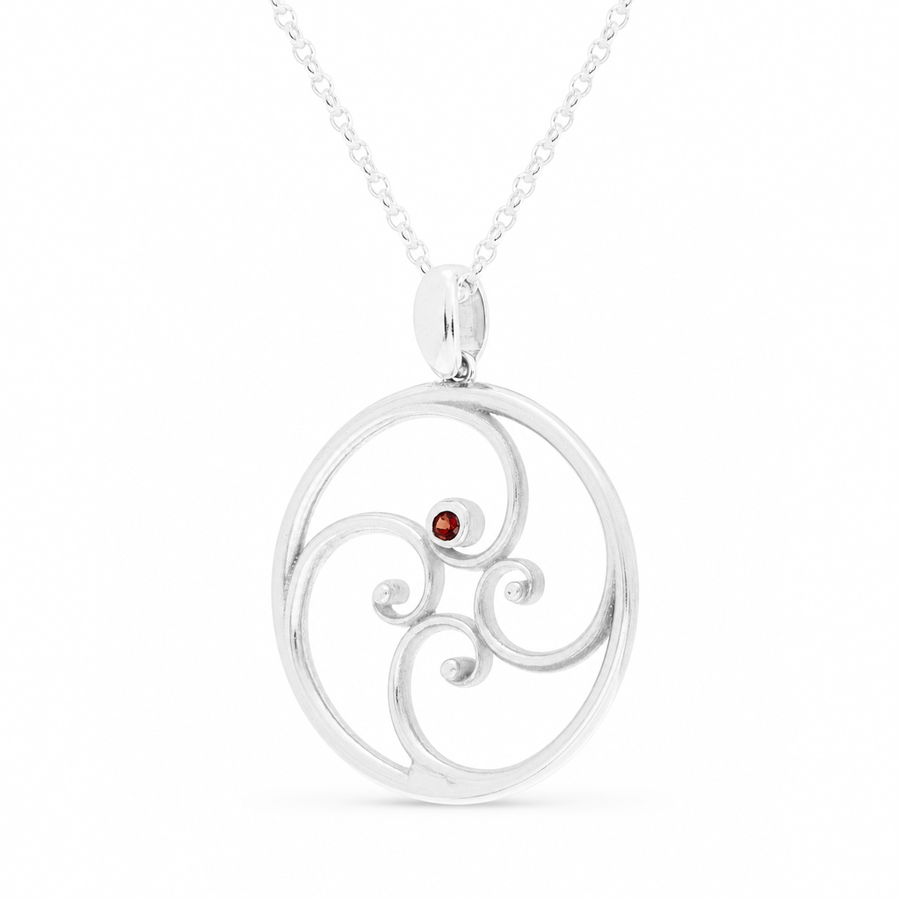 Aquamarine Spiral Necklace (28mm)
