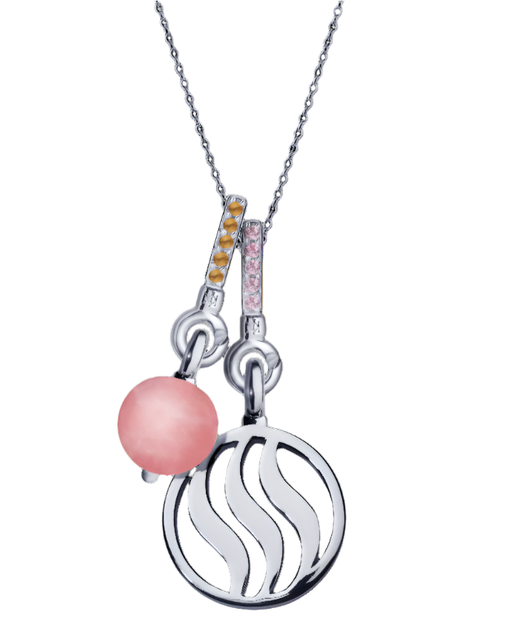 Fire Pendant with Pink Sapphire, Citrine & Rose Quartz (18mm)