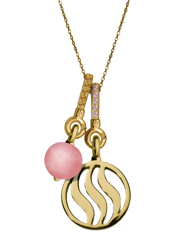 Fire Pendant with Pink Sapphire, Citrine & Rose Quartz (18mm)
