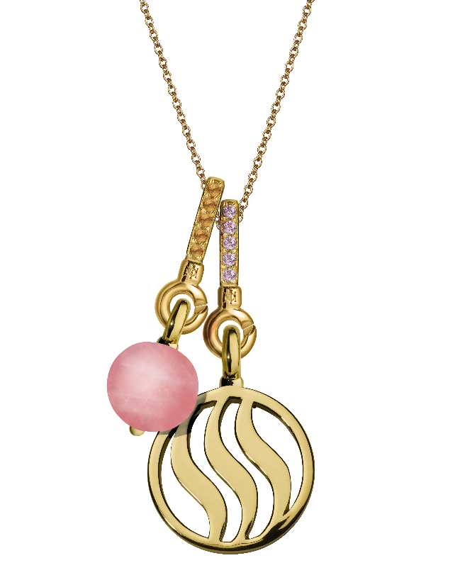Fire Pendant with Pink Sapphire, Citrine & Rose Quartz (18mm)
