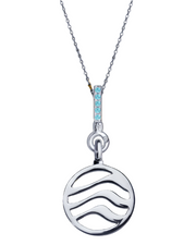 Water Pendant with Aquamarine, Black Onyx and Amethyst (18mm)