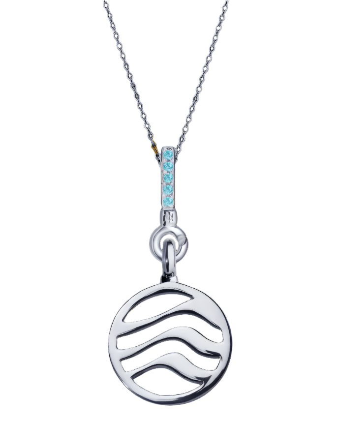 Water Pendant with Aquamarine, Black Onyx and Amethyst (18mm)