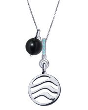 Water Pendant with Aquamarine, Black Onyx and Amethyst (18mm)