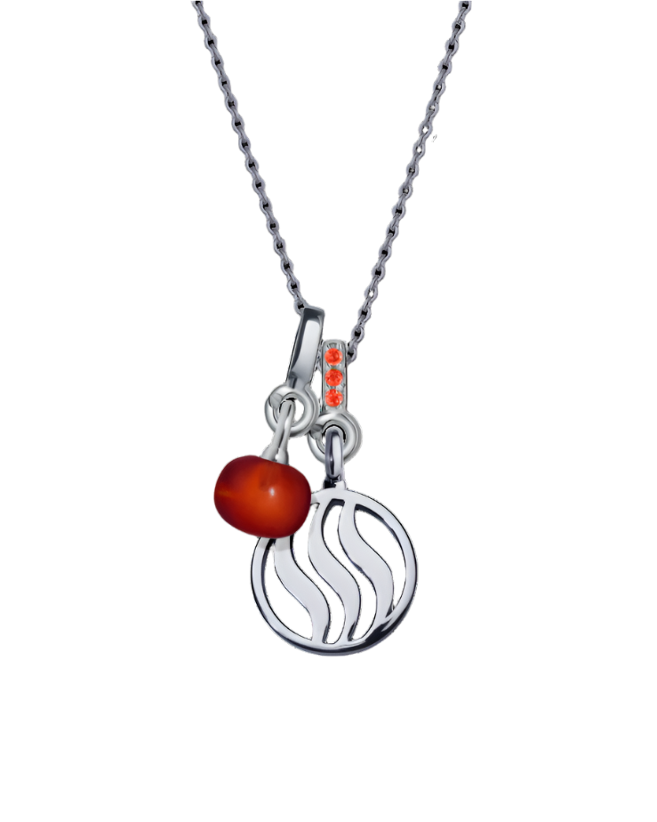 Fire Pendant with Garnet (12mm)
