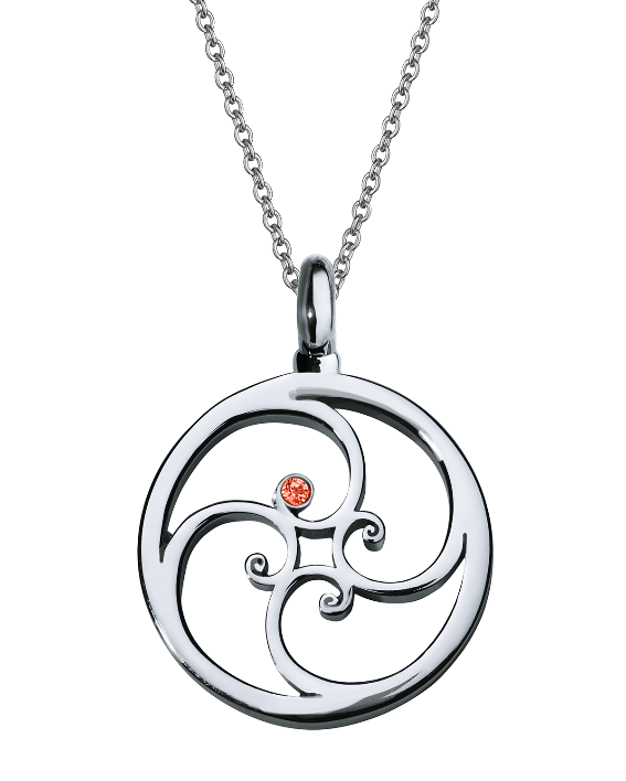 Garnet Spiral Necklace (28mm)
