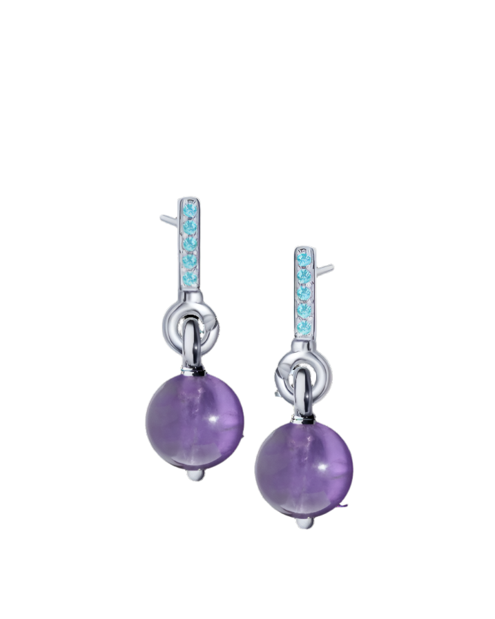 Aquamarine Silver Earrings with Custom Drop