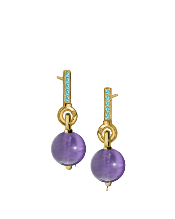 Aquamarine Gold Vermeil Earrings with Custom Drop