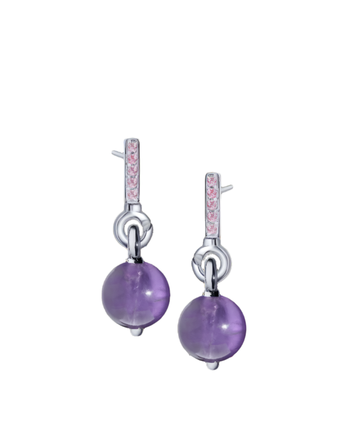 Pink Sapphire Silver Earrings with Custom Drop