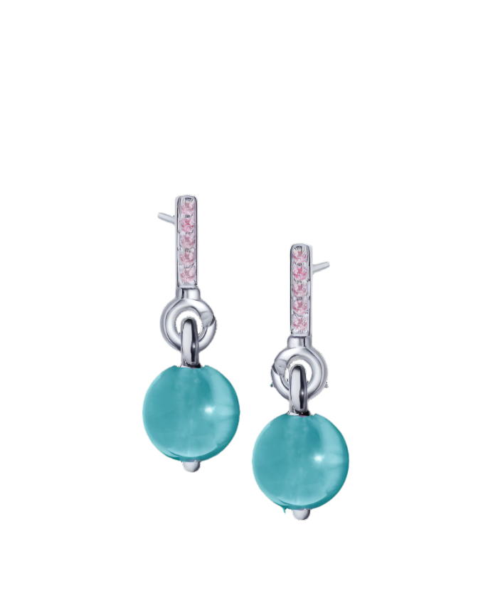 Pink Sapphire Silver Earrings with Custom Drop