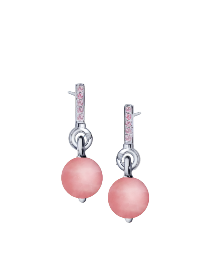 Pink Sapphire Silver Earrings with Custom Drop