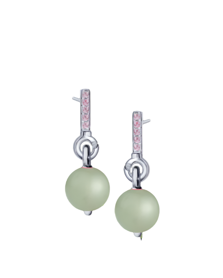 Pink Sapphire Silver Earrings with Custom Drop