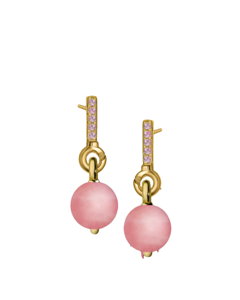 Pink Sapphire Gold Vermeil Earrings with Custom Drop