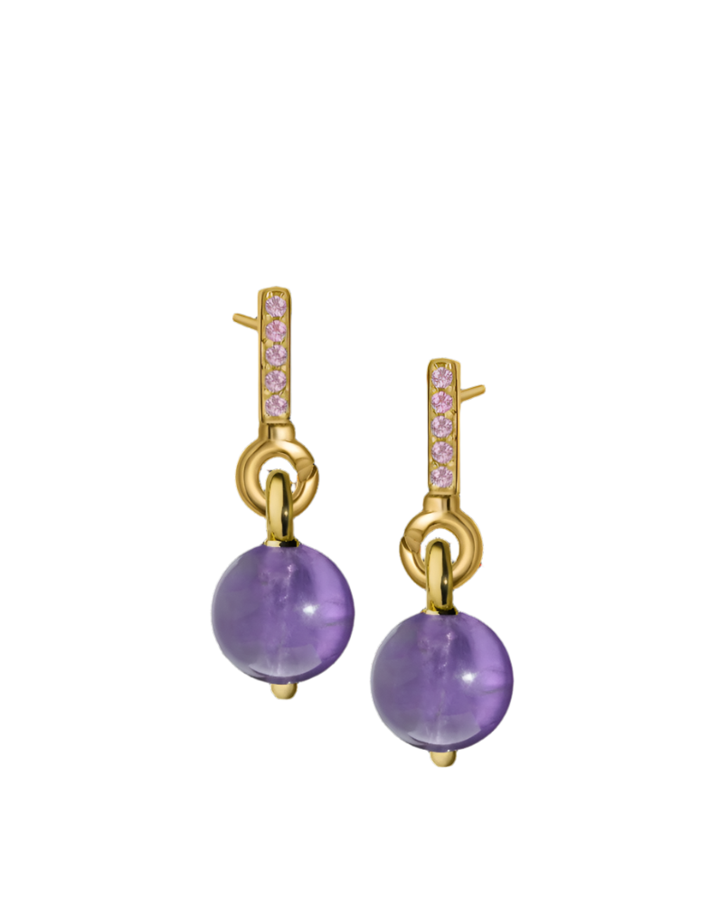 Pink Sapphire Gold Vermeil Earrings with Custom Drop