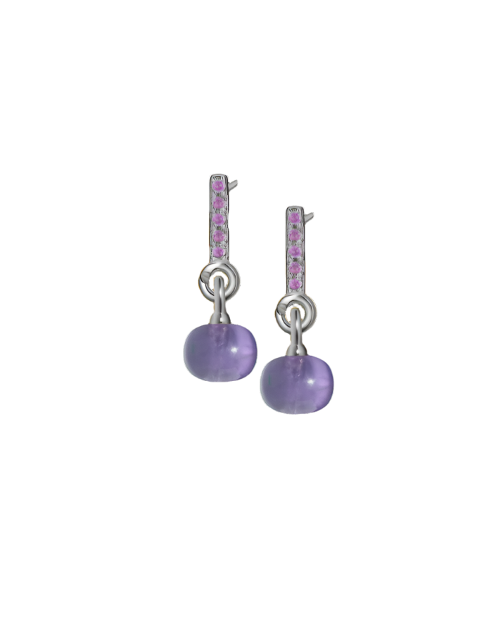 Amethyst Silver Earrings with Custom Mini Drop