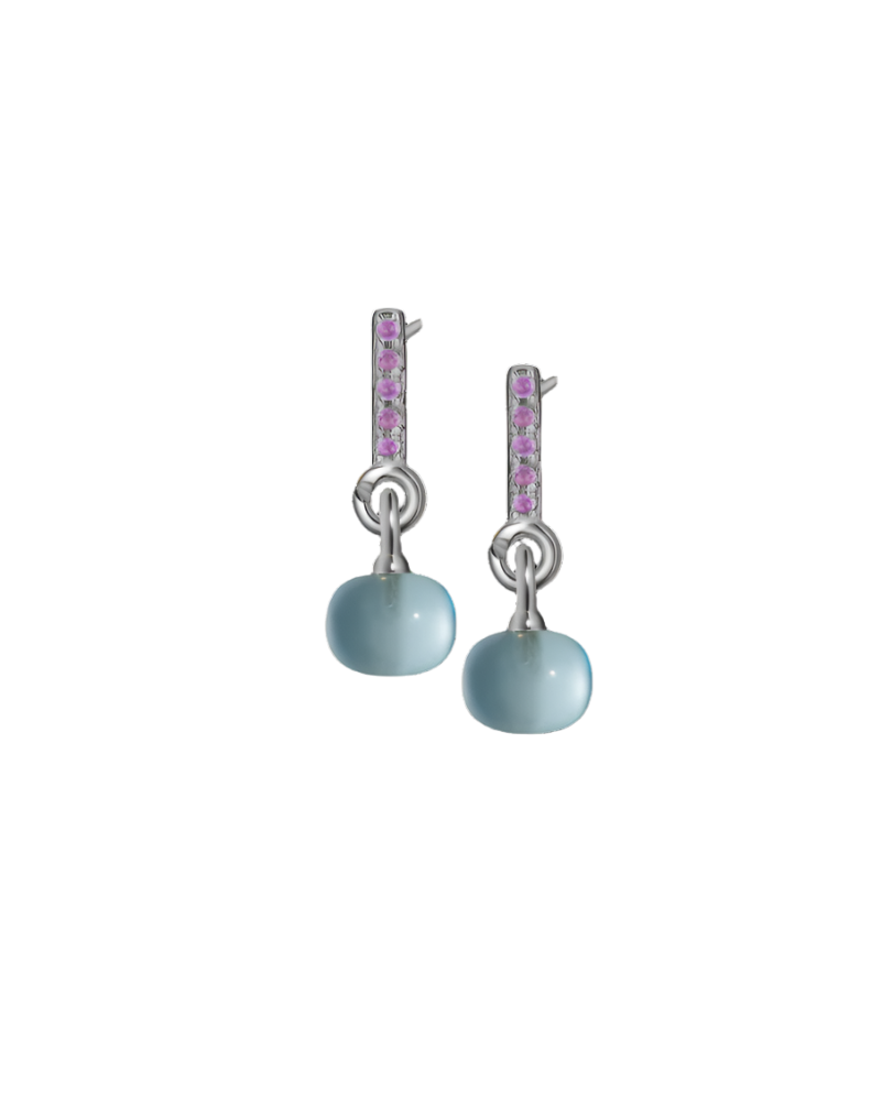 Amethyst Silver Earrings with Custom Mini Drop