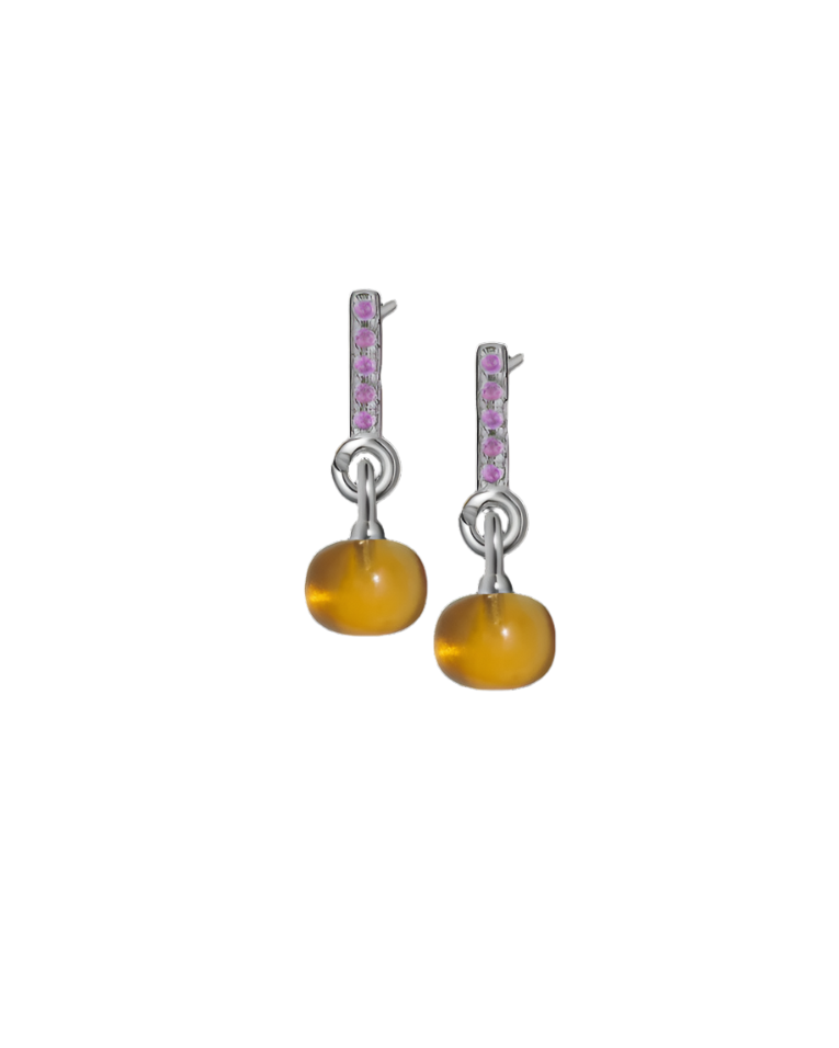 Amethyst Silver Earrings with Custom Mini Drop
