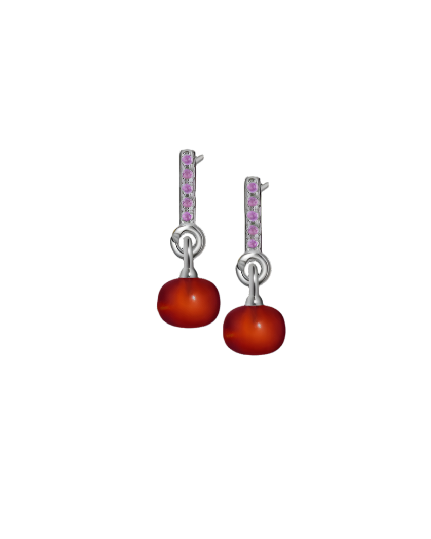 Amethyst Silver Earrings with Custom Mini Drop