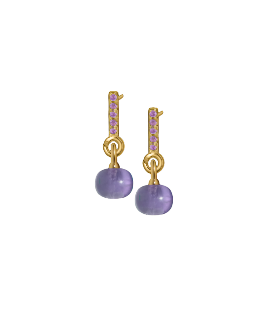 Amethyst Gold Vermeil Earrings with Custom Mini Drop