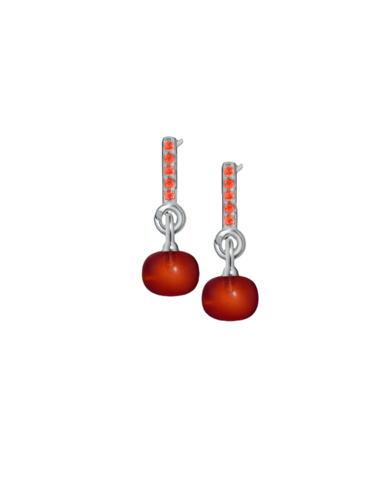 Garnet Silver Earrings with Custom Mini Drop