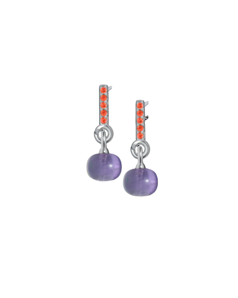 Garnet Silver Earrings with Custom Mini Drop