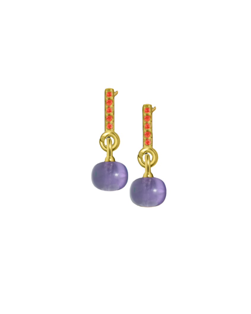 Garnet Gold Vermeil Earrings with Custom Mini Drop