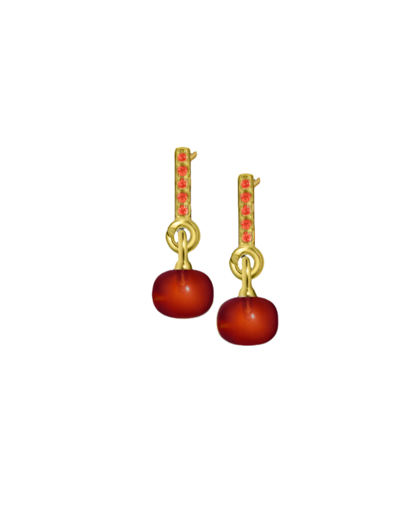 Garnet Gold Vermeil Earrings with Custom Mini Drop