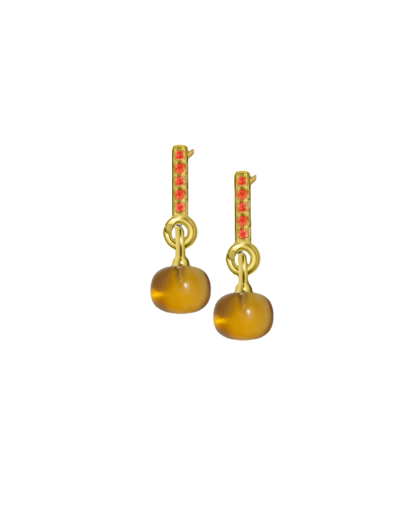 Garnet Gold Vermeil Earrings with Custom Mini Drop