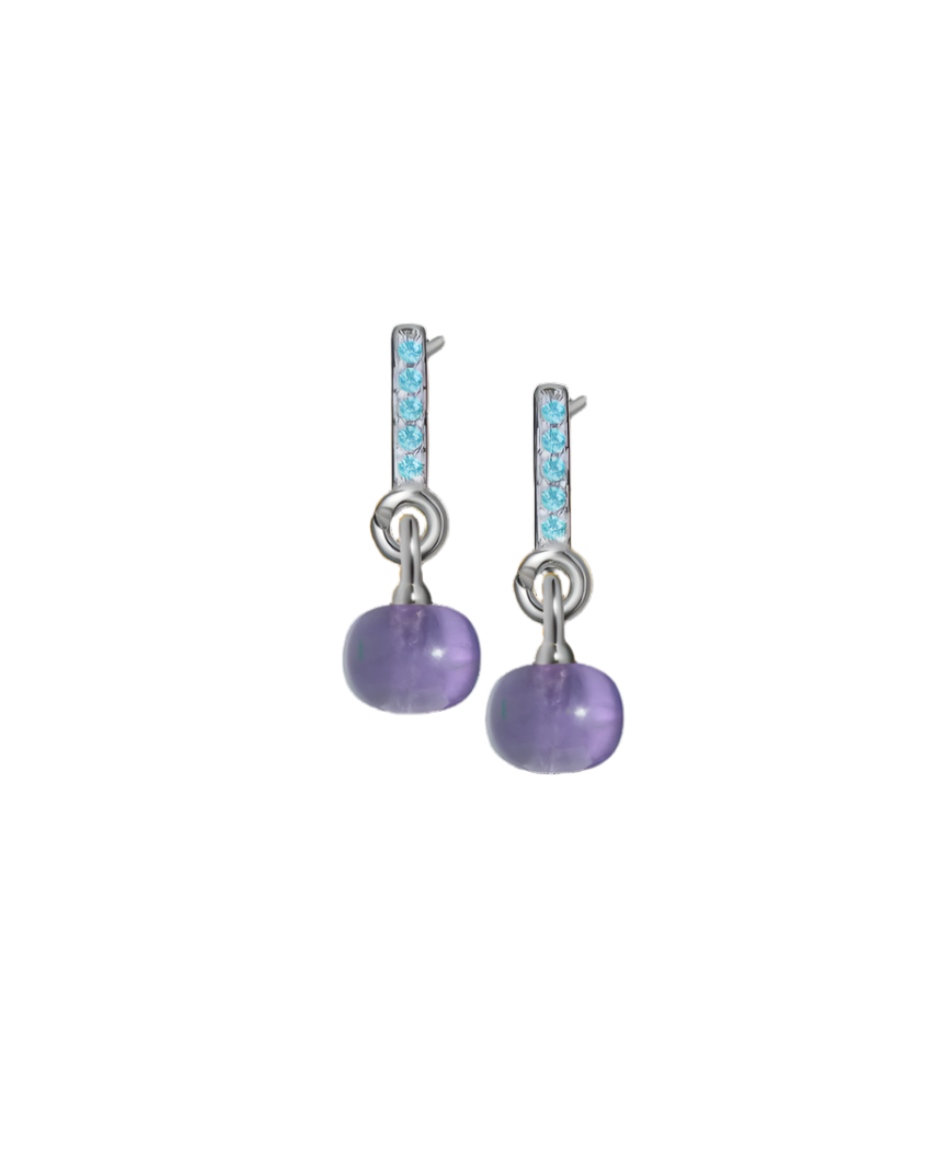 Aquamarine Silver Earrings with Custom Mini Drop