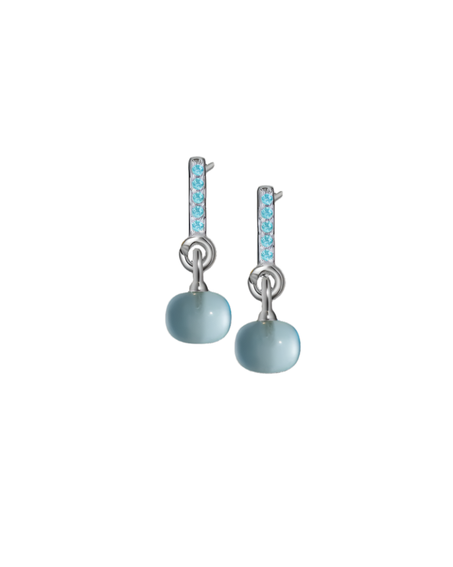 Aquamarine Silver Earrings with Custom Mini Drop