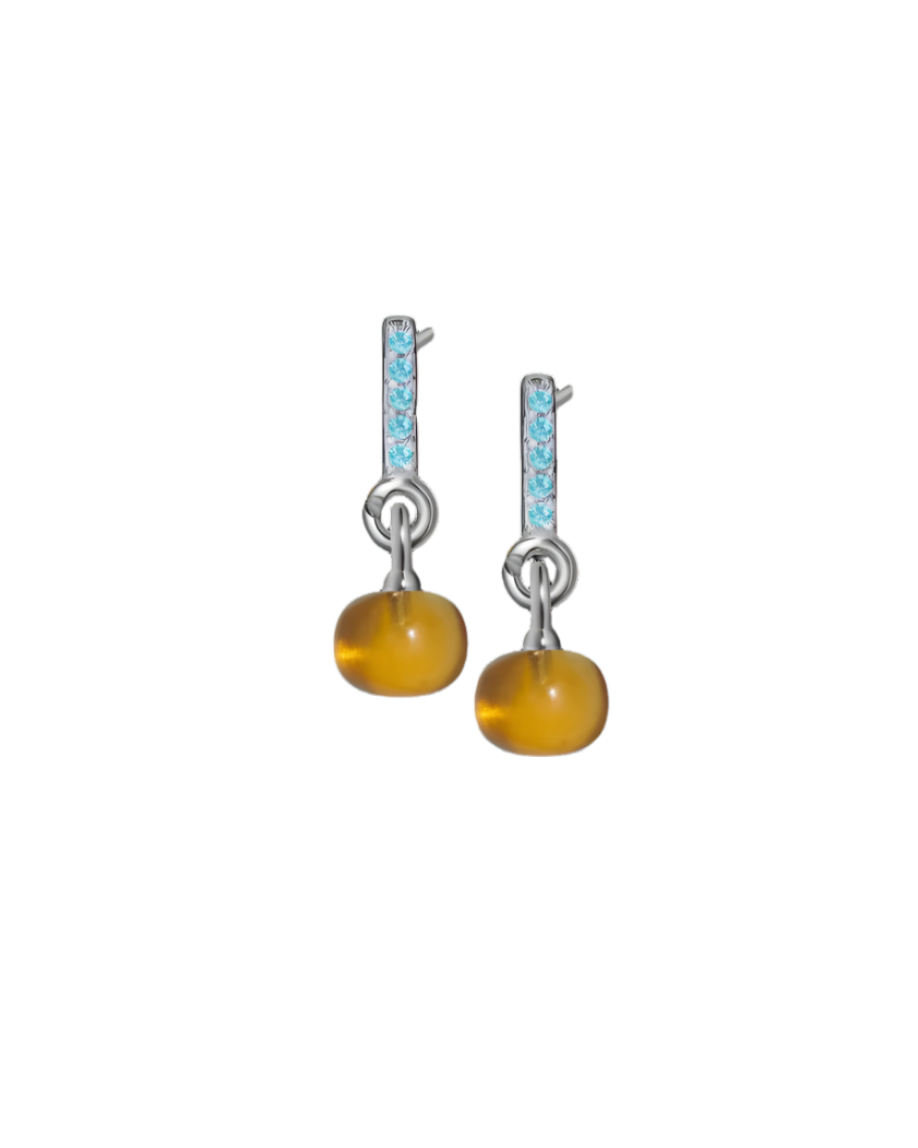 Aquamarine Silver Earrings with Custom Mini Drop