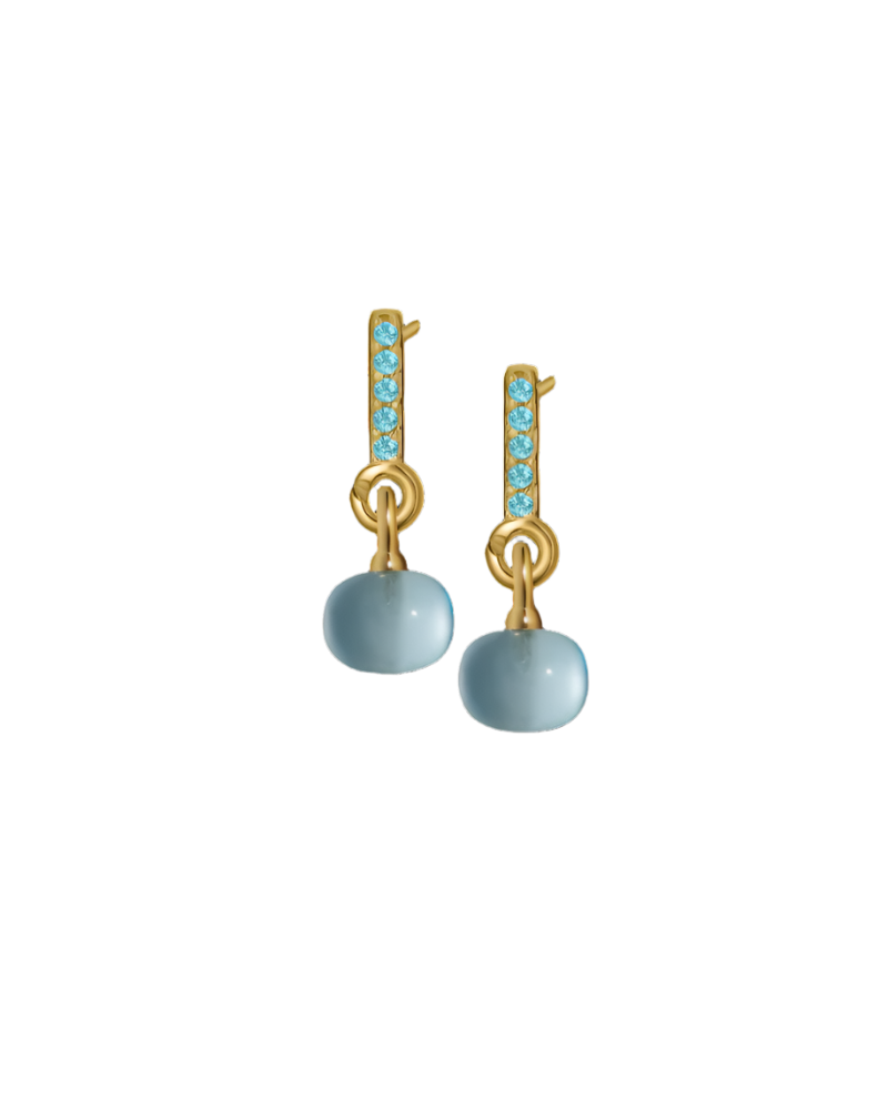 Aquamarine Gold Vermeil Earrings with Custom Mini Drop