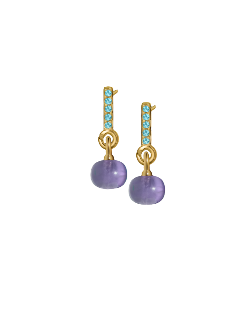 Aquamarine Gold Vermeil Earrings with Custom Mini Drop