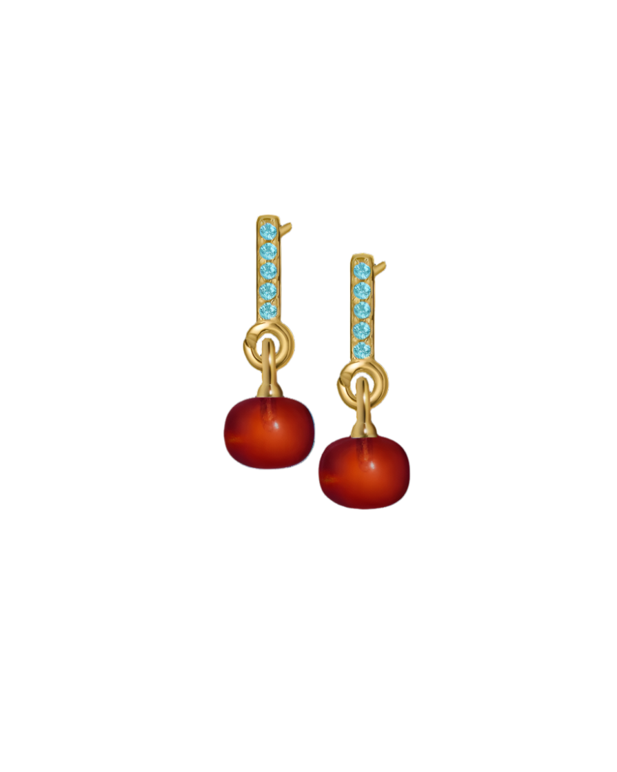 Aquamarine Gold Vermeil Earrings with Custom Mini Drop