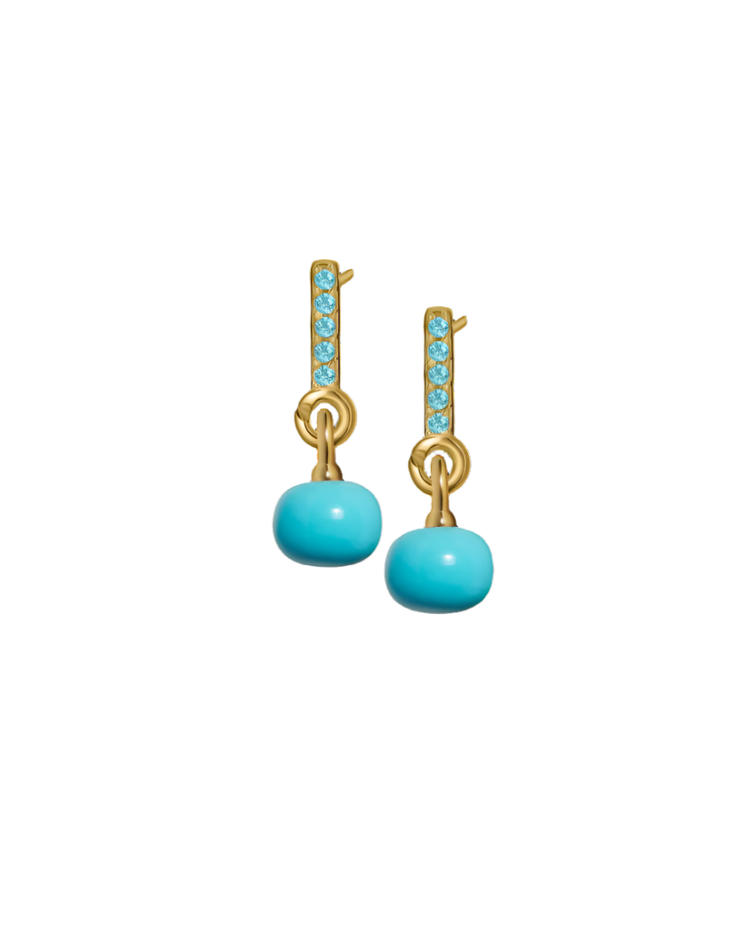 Aquamarine Gold Vermeil Earrings with Custom Mini Drop