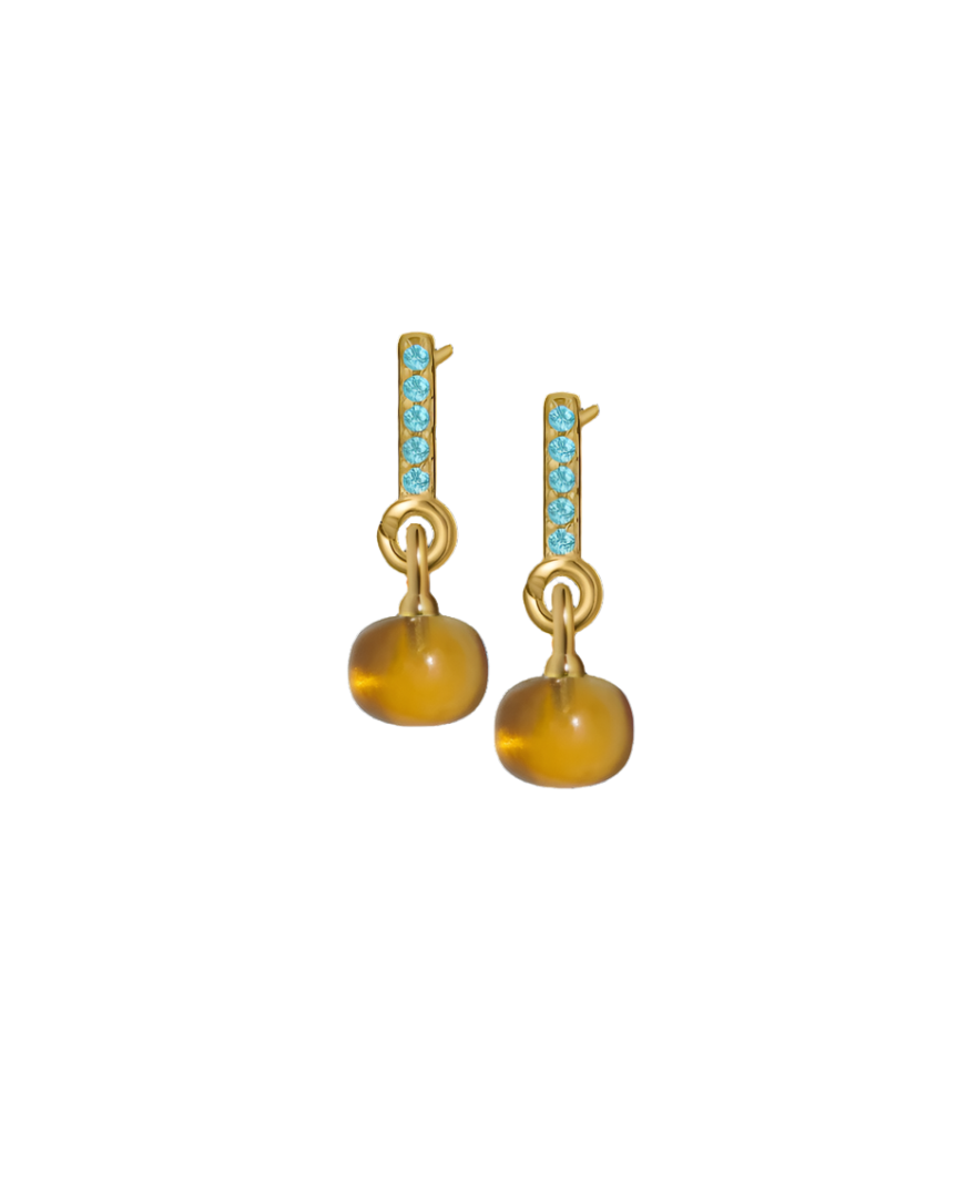 Aquamarine Gold Vermeil Earrings with Custom Mini Drop
