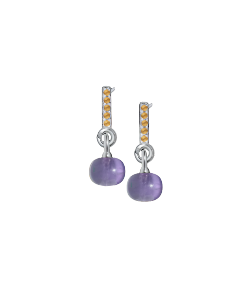Citrine Silver Earrings with Custom Mini Drop