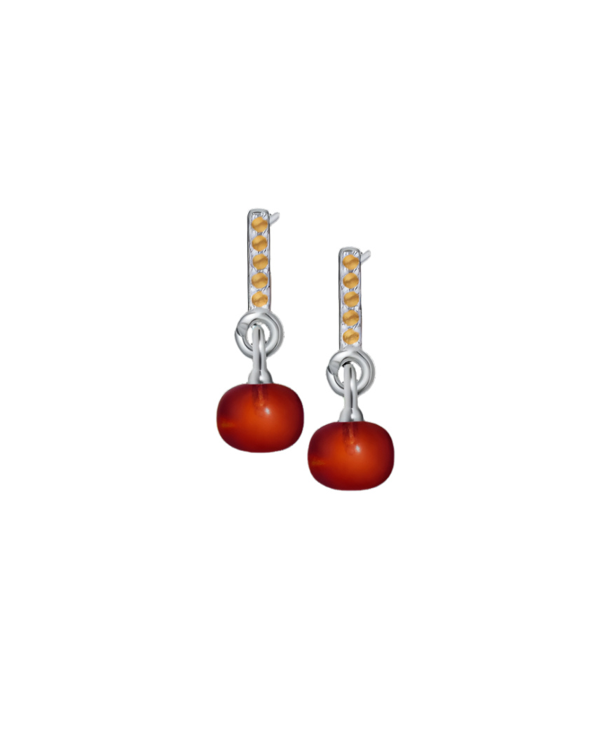 Citrine Silver Earrings with Custom Mini Drop