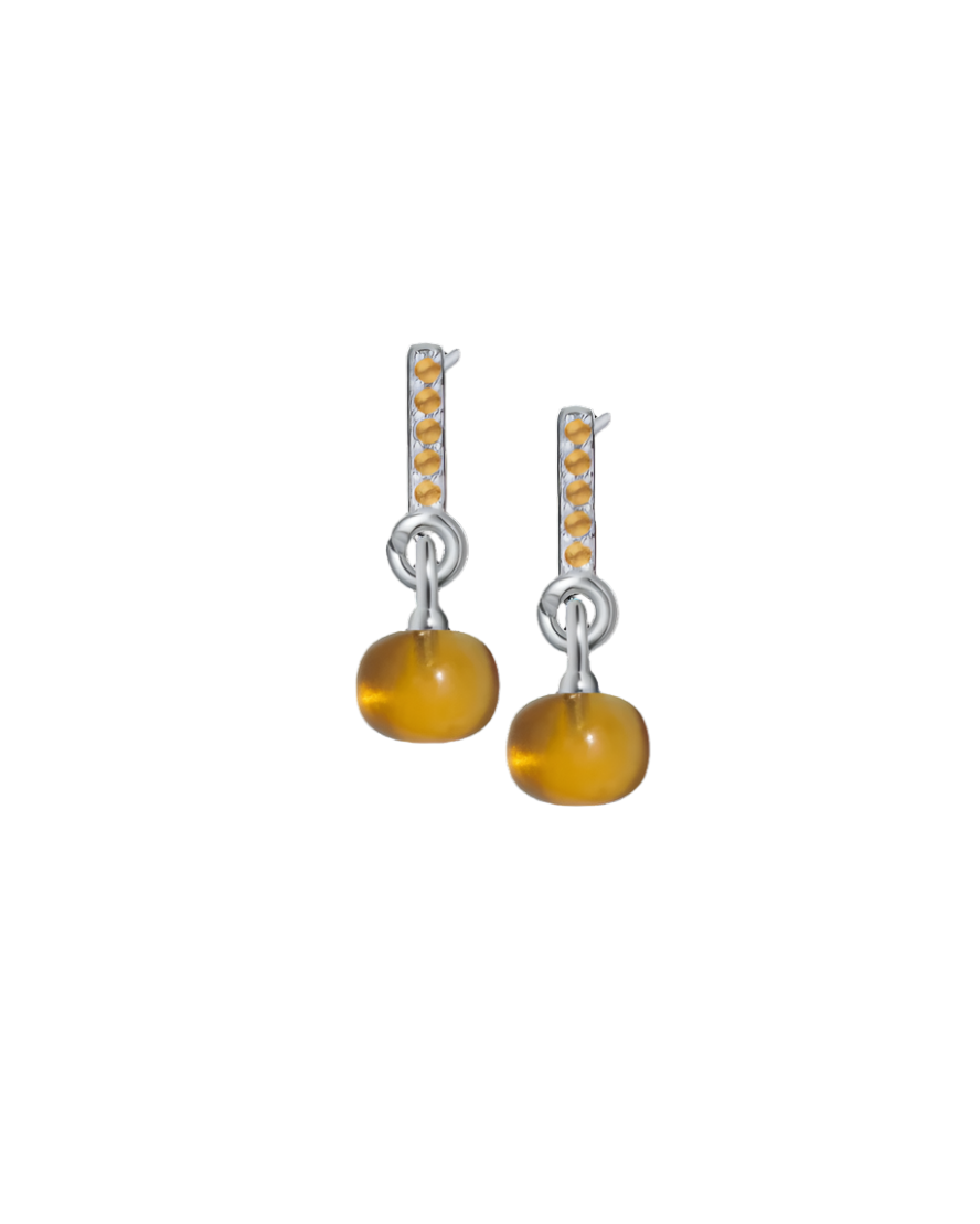 Citrine Silver Earrings with Custom Mini Drop