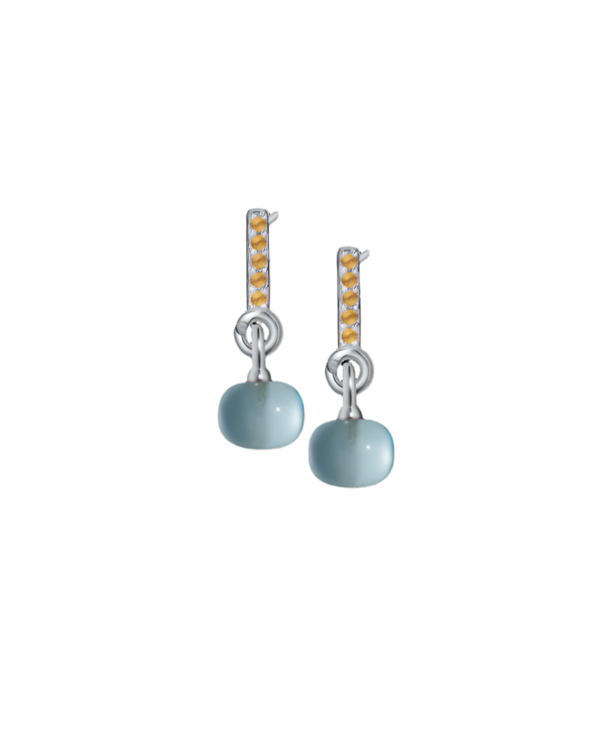 Citrine Silver Earrings with Custom Mini Drop