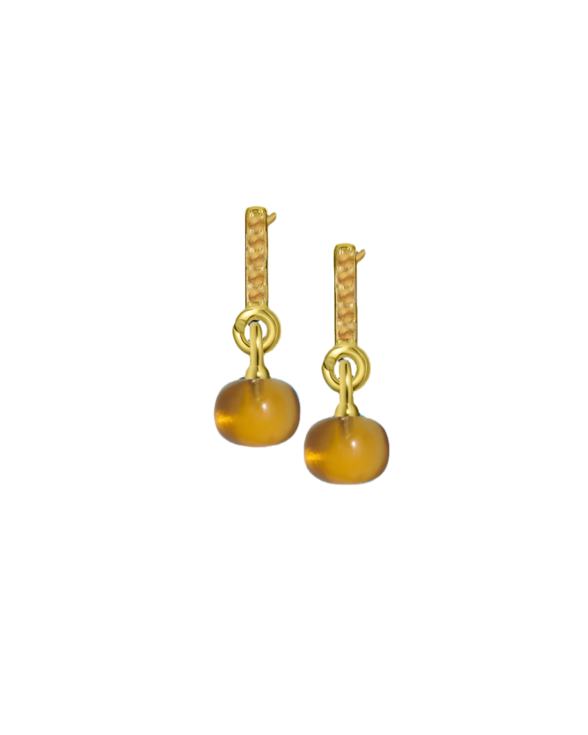 Citrine Gold Vermeil Earrings with Custom Mini Drop