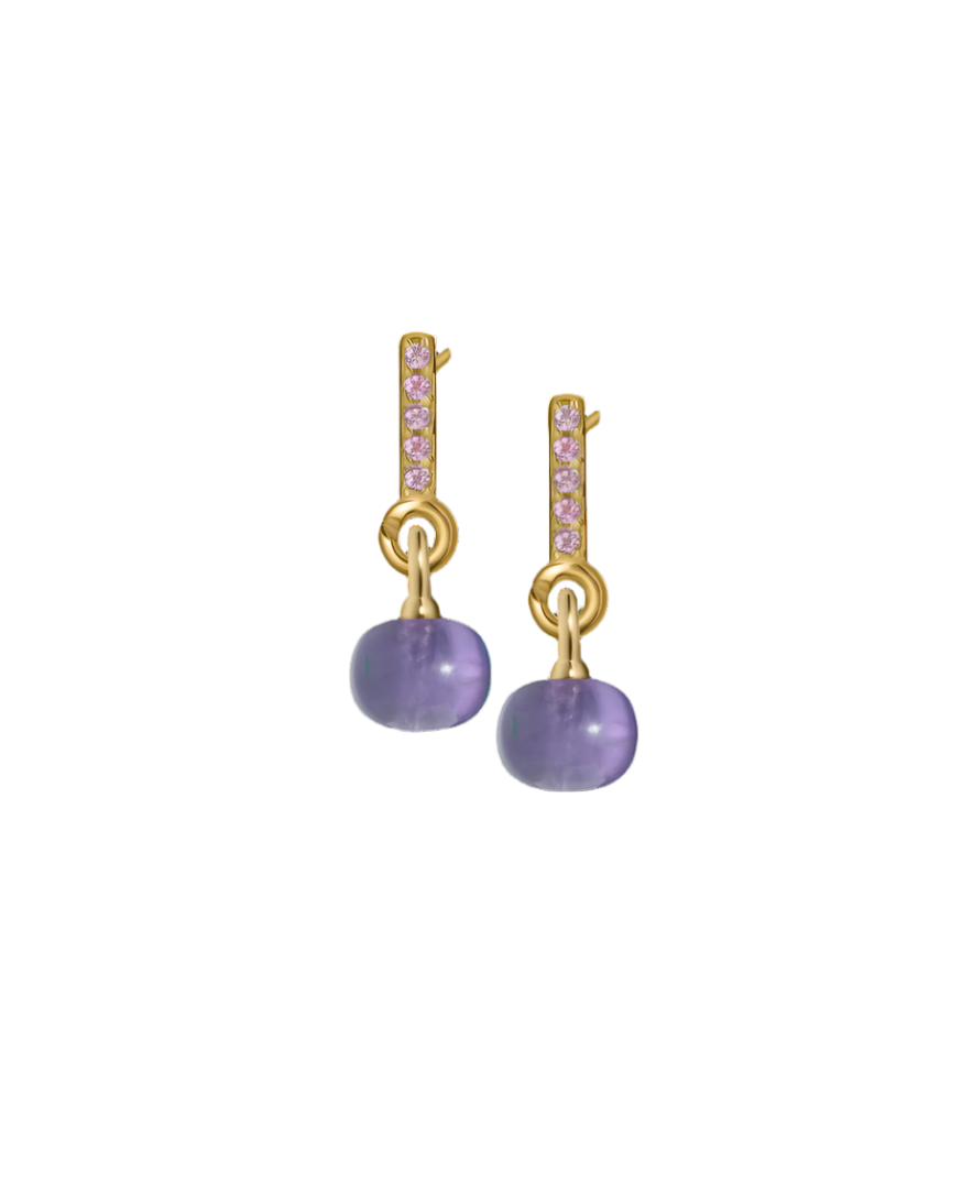 Pink Sapphire Gold Vermeil Earrings with Custom Mini Drop
