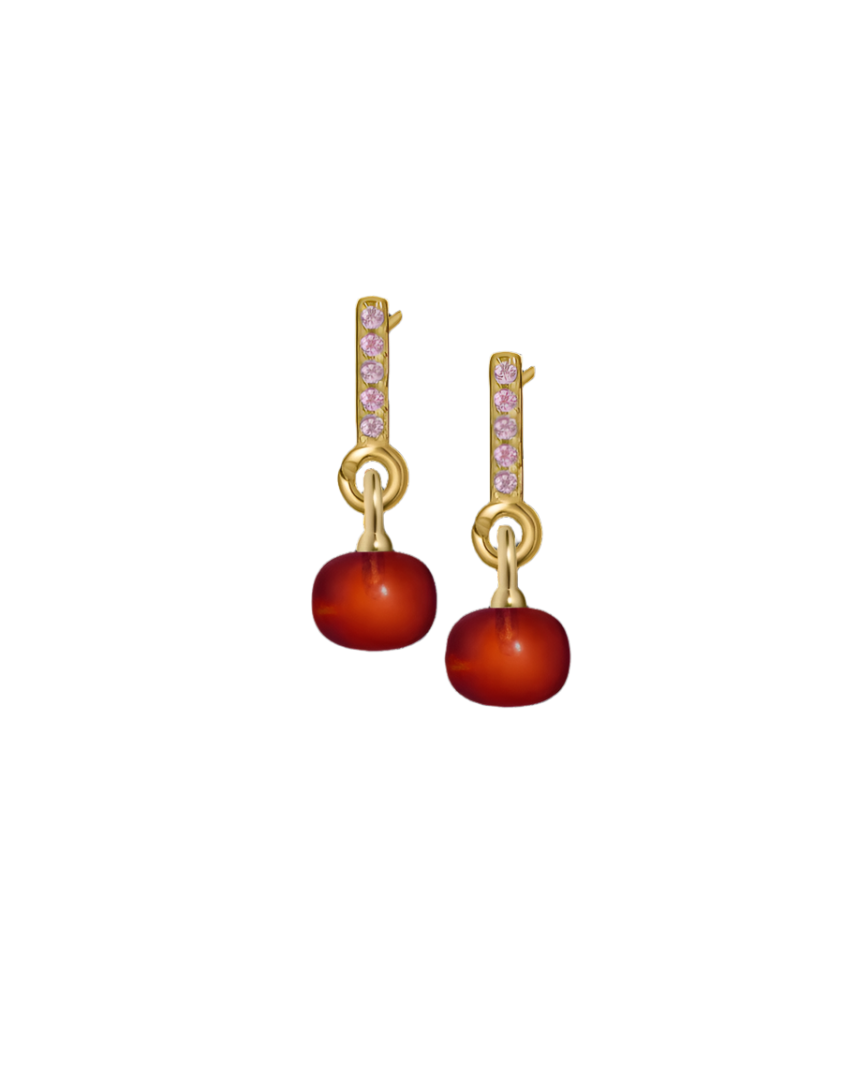 Pink Sapphire Gold Vermeil Earrings with Custom Mini Drop