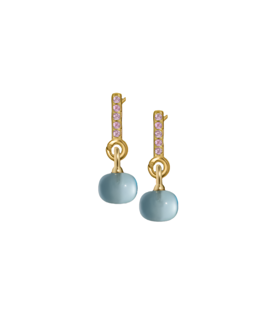 Pink Sapphire Gold Vermeil Earrings with Custom Mini Drop