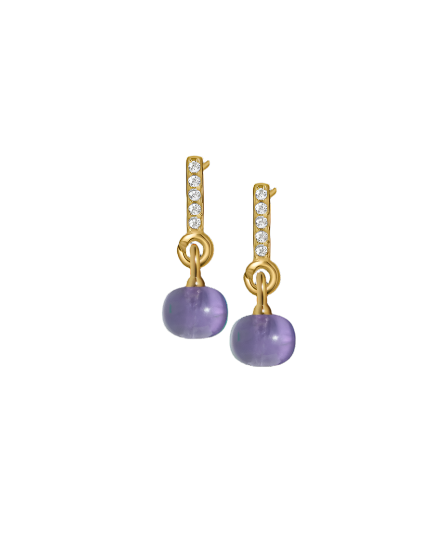 Cubic Zirconia Gold Vermeil Earrings with Custom Mini Drop