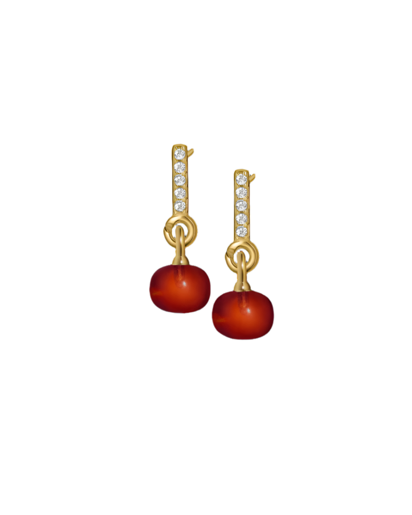 Cubic Zirconia Gold Vermeil Earrings with Custom Mini Drop